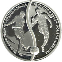УЄФА. Євро 2012. Україна-Польща  (набір з двох монет, які складаються в коло діаметром 50 мм)  (c) — реверс